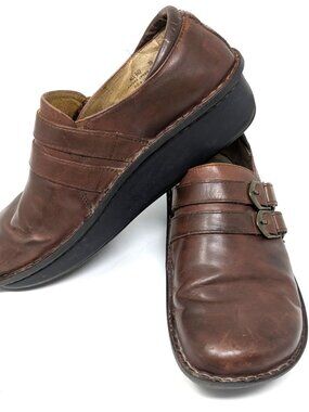 Alegria Brown Leather Shoes Size 9 / 39 Style "Alli" Buckle Accent ALL-662
